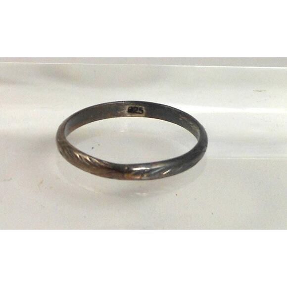 Vintage Sterling Silver Handcrafted Diamond-Cut Ring Size 11.5 with Great Patina - Picture 1 of 7